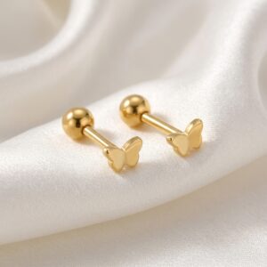 Gold Plated Butterfly Screw Back Stud