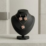 Rose Gold Geometric Flower Necklace & Earrings Set