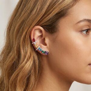 Crystal Cubic Zirconia Chunky Cuff Stud Earrings