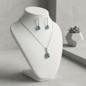 Light Blue Water Drop Necklace & Earrings Set