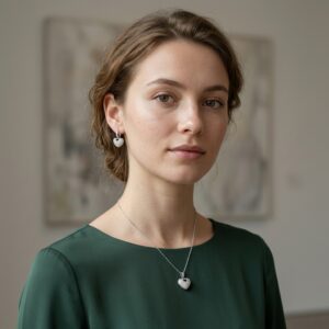 Silver Heart Pendant Necklace & Hoop Earrings Set