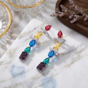 Crystal Cubic Zirconia Chunky Cuff Stud Earrings