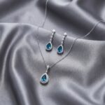 Light Blue Water Drop Necklace & Earrings Set