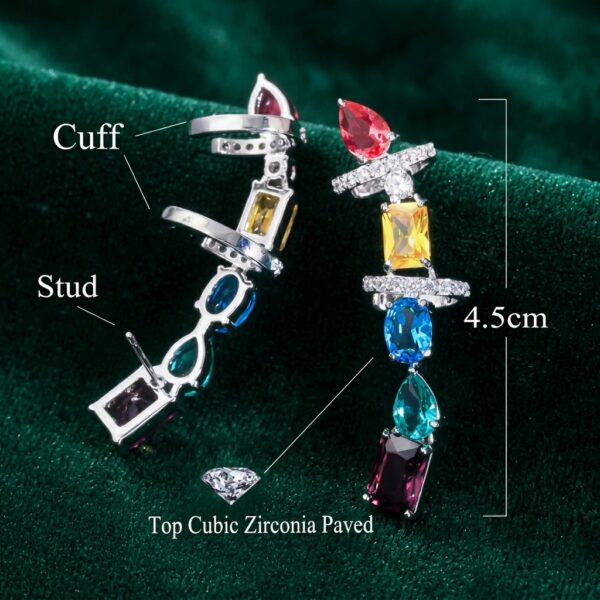 Crystal Cubic Zirconia Chunky Cuff Stud Earrings