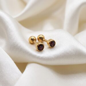 Gold Plated Birthstone Screw Back Stud