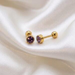 Gold Plated Birthstone Screw Back Stud