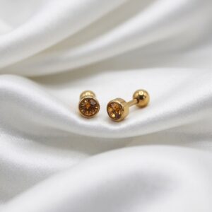 Gold Plated Birthstone Screw Back Stud