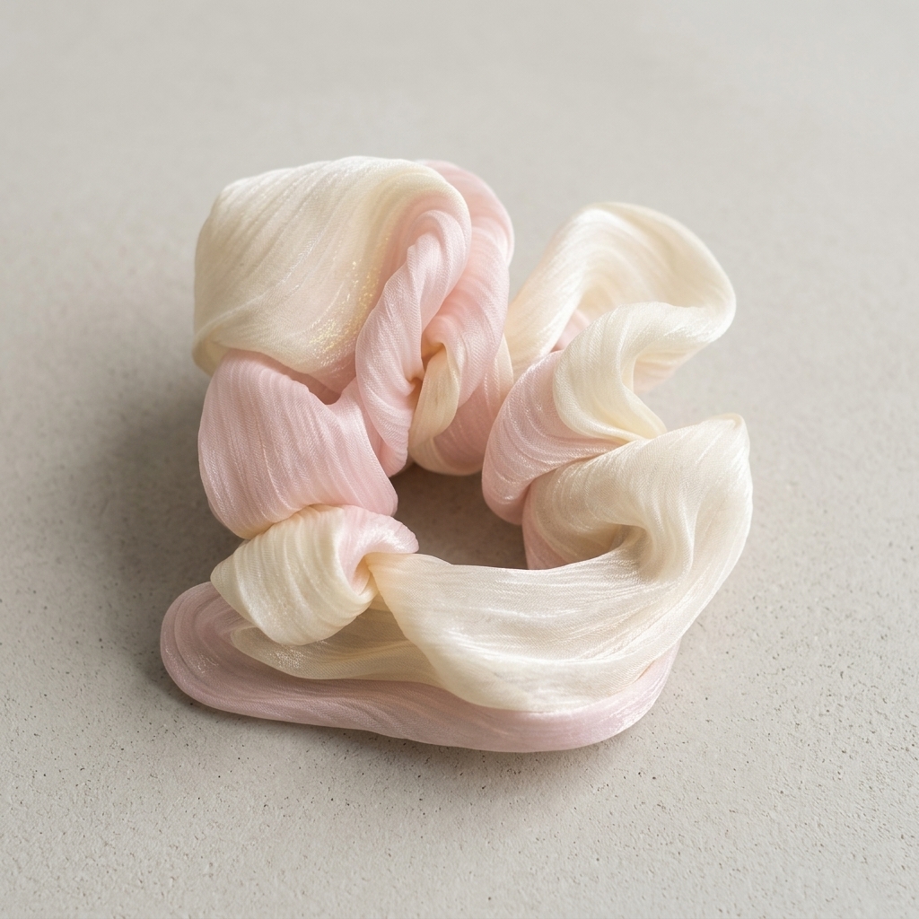 pink Pink and Cream Scrunchie Hair Band