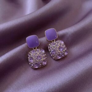 Crystal Pavé Square Drop Stud Earrings