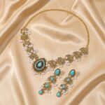 Turquoise Stone Jhumka Necklace & Earring Set