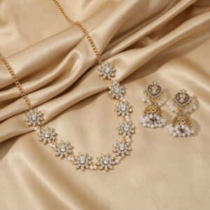 Crystal Sunflower Jhumka Necklace & Earring Set