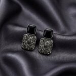 Crystal Pavé Square Drop Stud Earrings