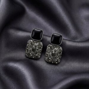 Crystal Pavé Square Drop Stud Earrings