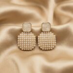 Pearl Cluster Round Drop Square Stud Earrings