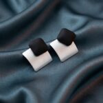 Double Square Geometric Drop Stud Earrings
