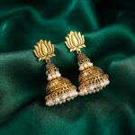 Lotus Jhumka Pearl Drop Earrings