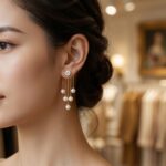 Gold CZ & Pearl Multi-Strand Tassel Drop Earrings