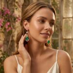 Gold CZ Teardrop Crystal Dangle Hook Earrings