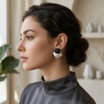 Double Square Geometric Drop Stud Earrings
