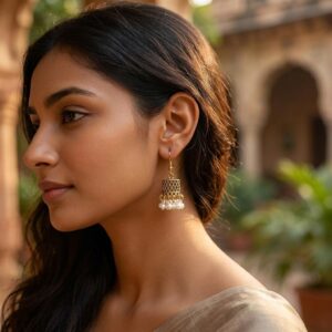 Golden Lantern Pearl Drop Earrings