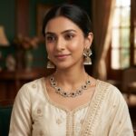 Crystal Sunflower Jhumka Necklace & Earring Set