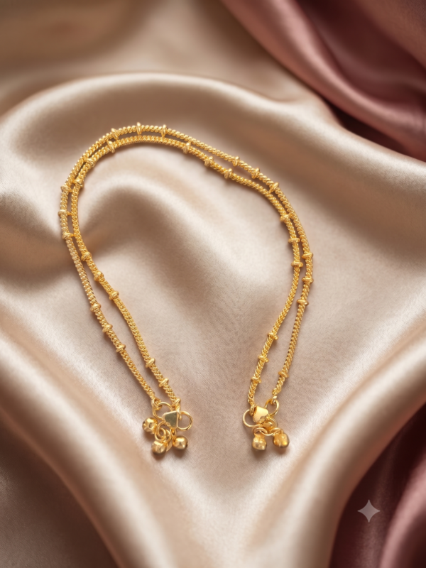 Golden twist charm anklet textured Impon Panchaloha - SunShoppers UK