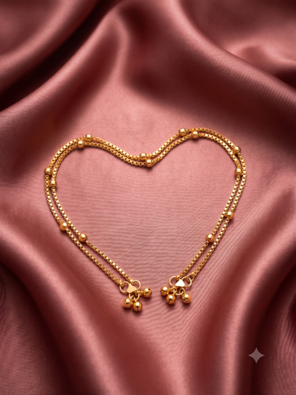 Golden Bead Charm Anklet
