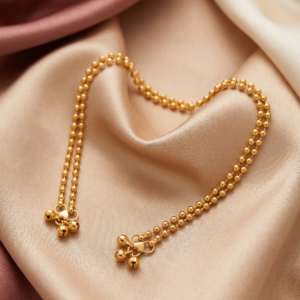 Golden Heart Charm Beaded Anklet