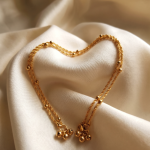 Golden harmony anklet double chain Impon Panchaloha - SunShoppers UK