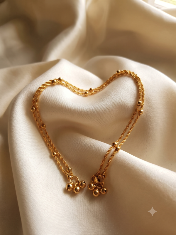 Golden harmony anklet double chain Impon Panchaloha - SunShoppers UK