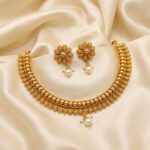 Gold-tone beaded collar necklace set with pearl-style drops – SunShoppers UK