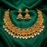 Antique gold-tone deity motif necklace set with pearl fringe – SunShoppers UK