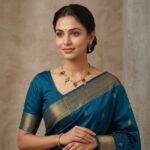 Antique Gold-Tone Meenakari-Style Lotus Motif Necklace Set with Pearl Drops