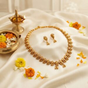 Antique gold-tone mango motif necklace set with earrings – SunShoppers UK