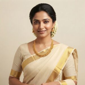 Gold-tone Elakathali leaf necklace on cream fabric – SunShoppers UK