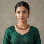 Gold-Tone Ruby-Red & Emerald-Green Stone Choker Necklace Set with Earrings