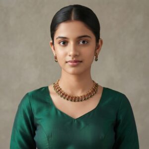 Gold-Tone Ruby-Red & Emerald-Green Stone Choker Necklace Set with Earrings