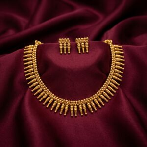 Gold-tone spike fringe collar necklace set with earrings – SunShoppers UK