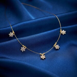 Gold-tone white stone star charm necklace on fine wire chain – SunShoppers UK