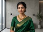Gold-tone green stone kite motif necklace set with thread closure – SunShoppers UK