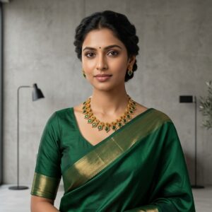 Gold-tone green stone kite motif necklace set with thread closure – SunShoppers UK