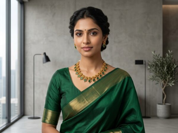 Gold-tone green stone kite motif necklace set with thread closure – SunShoppers UK
