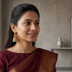 Gold-tone peacock jhumka earrings with pearl-style drops – SunShoppers UK
