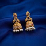 Gold-tone peacock jhumka earrings with pearl-style drops – SunShoppers UK