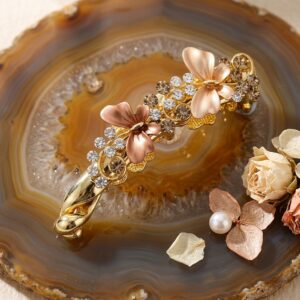 Brown enamel butterfly barrette hair clip