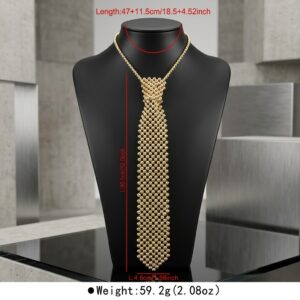 Gold-tone beaded tie necklace
