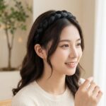 Black braided hair headband close-up