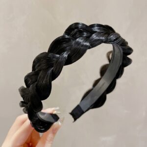Black braided hair headband close-up