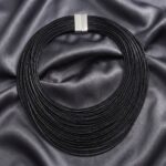 Multi-strand black waxed cord necklace with magnetic clasp – SunShoppers UK