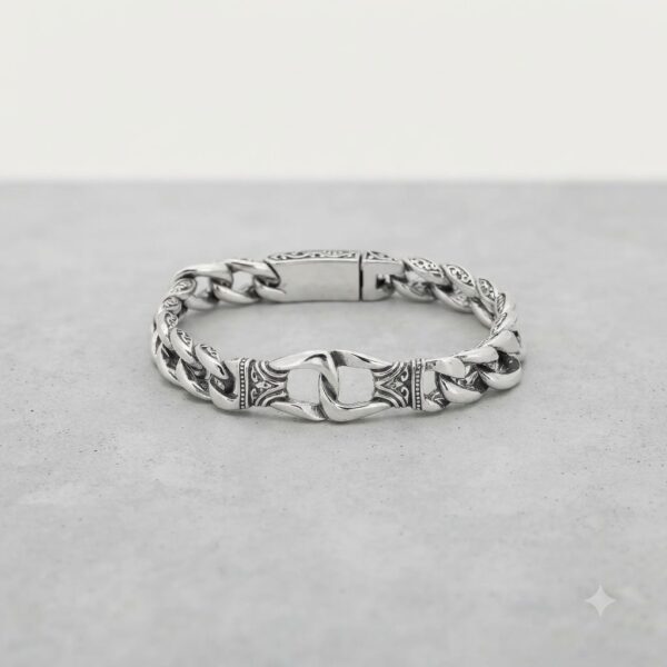 Men's silver-tone curb chain bracelet